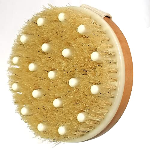 Natural Bristle Dry Body Brush for Exfoliation and Lymphatic Drainage