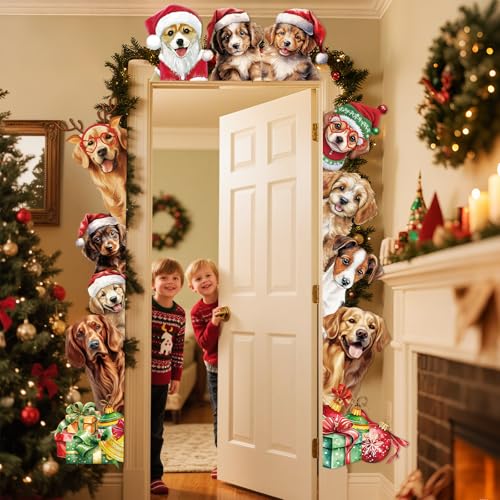 Christmas Dog Door Banner Set - Holiday Porch Decorations, 72.8 x 35.4 in, 3 Pieces