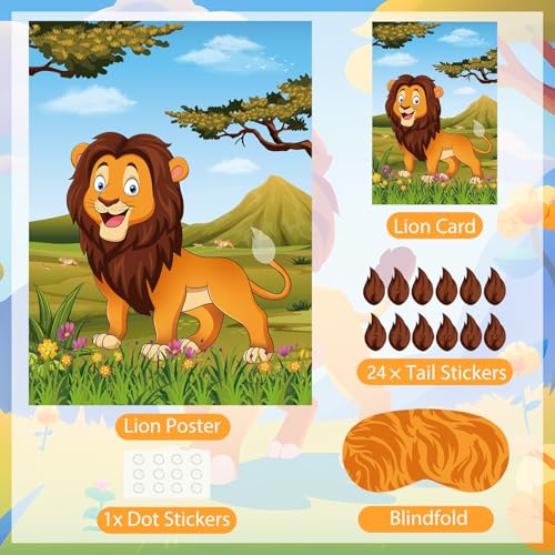 Pin The Tail on The Lion Party Game - Kids Birthday Supplies