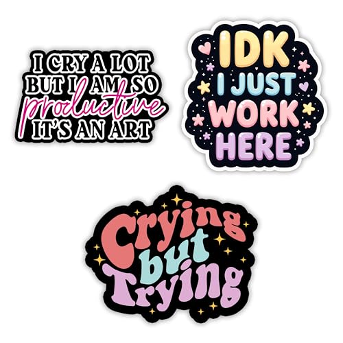 Funny Waterproof Vinyl Stickers - 3 Pcs Office Humor Decals