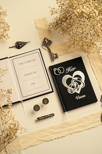 His and Hers Wedding Vow Books with Cufflinks & Tie Clip Set