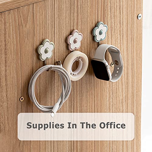 Green Cute Floret Utility Hooks - Heavy Duty, Waterproof, 5 Pack