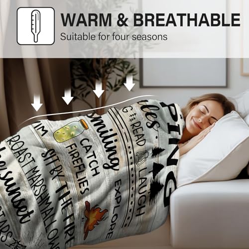 Camping Blanket for Adults - 50" x 60" Flannel Blanket with Camping Rules Design