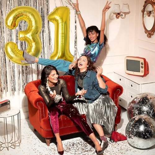 Keyali 40 Inch Gold Number 4 Foil Helium Balloon for Birthday Party