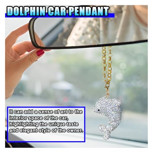 Bling Dolphin Car Ornament - Sparkling Rhinestone Pendant