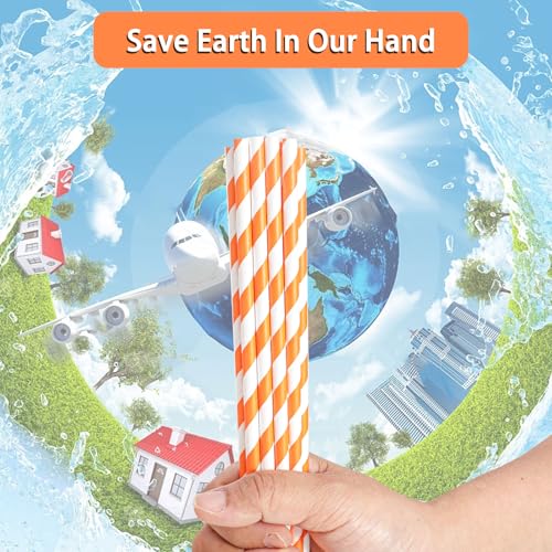 100 Pack Orange Spritz Straws for Aperol Cocktails - Biodegradable