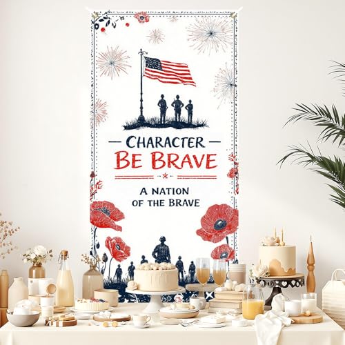 Patriotic Soldier Door Banner for Independence Day - 35.4 x 71 Inch