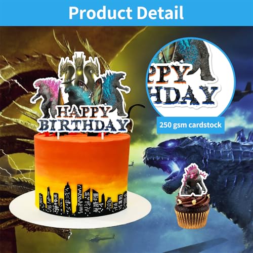 13PCS Happy Birthday Cake Topper Set - Decor 8 with Cupcake Toppers
