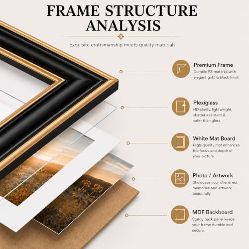 Black Gold Trim Picture Frame for 3.5x5 & 4x6 Photos