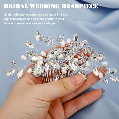 Silver Wedding Hair Comb with Rhinestones and Crystals – Bridal Accessory