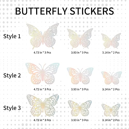 3D Metallic Butterfly Wall Decor - 24 Pcs Butterfly Party Decorations