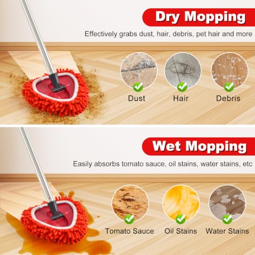 4 Pack Chenille Mop Head Replacements for O-Cedar EasyWring