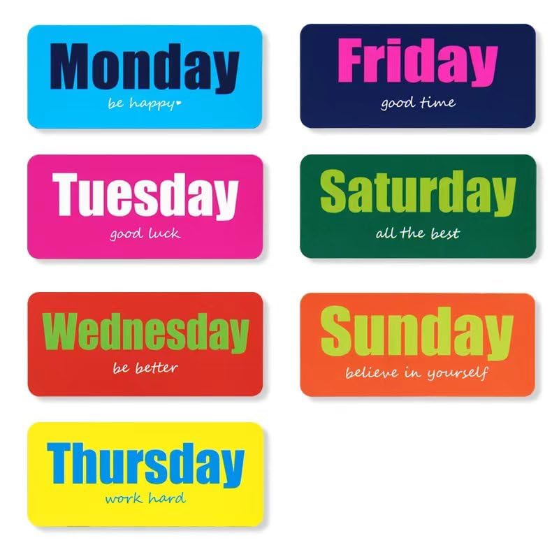 Inspirational Days of the Week Magnets | Colorful Motivational Quotes