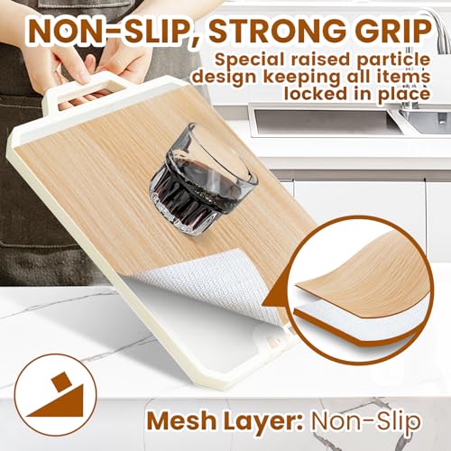 TheBaDaz Faux Wood Grain Drawer Shelf Liner 11.8W x 118.1L Non-Slip Waterproof Mat