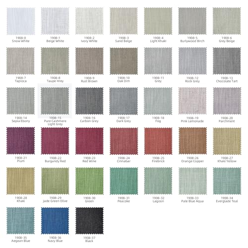 Customizable Linen Blend Curtain Fabric Sample Booklet - 38 Colors