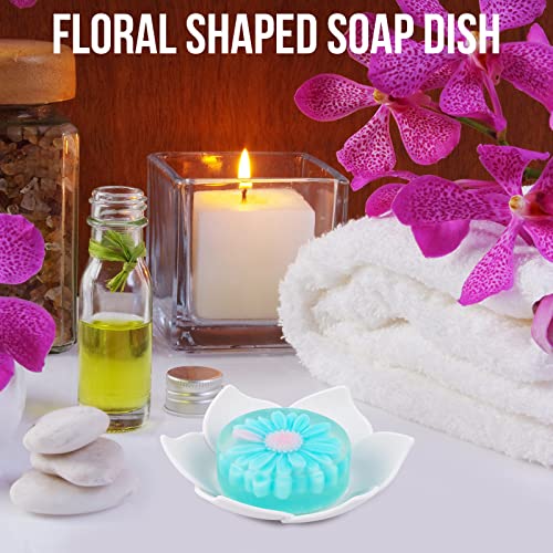 WhistenFla 2-Pack Lotus Flower Silicone Soap Dish with Drainage Design