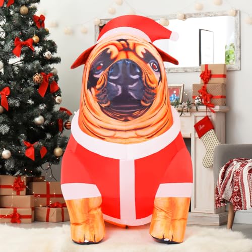 4ft Christmas Inflatable Dog Yard Decoration with LED Lights Outdoor Holiday Decor