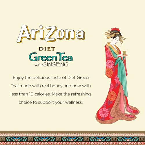 AriZona Diet Green Tea with Ginseng, 16 Fl Oz Bottles (24 Pack)