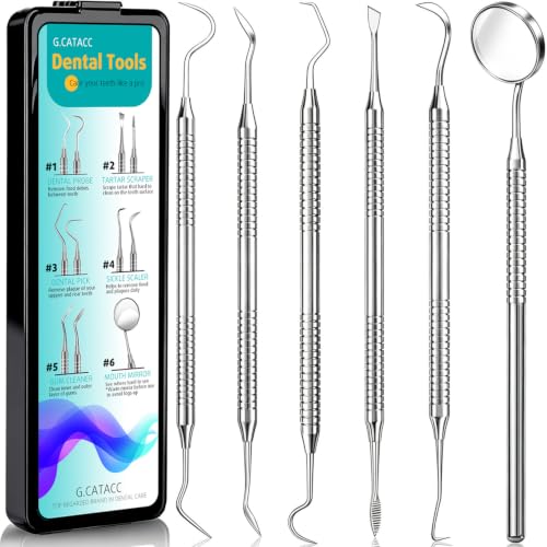 CATACC PRO 6-Piece Stainless Steel Dental Pick & Tartar Remover Kit