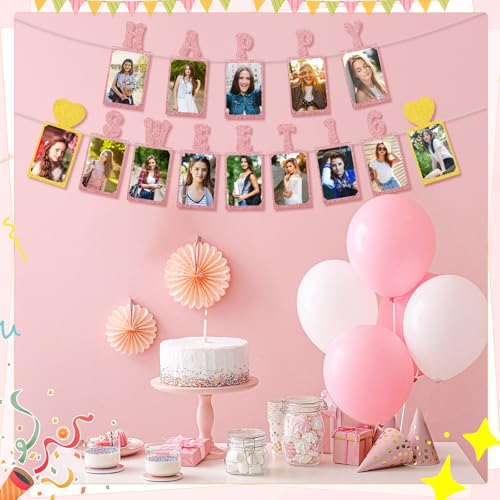 Happy Sweet 16 Birthday Photo Banner - Pre-Strung Glitter Decor
