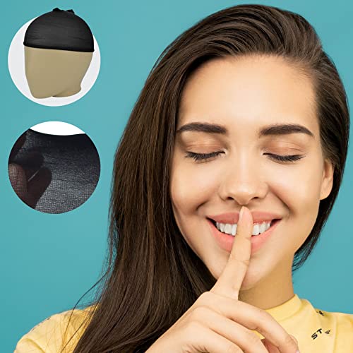 FOHOLA 6 Pcs Ultra Thin Stocking Wig Caps, Breathable Black Nylon