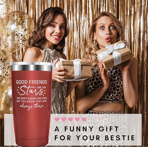 Rose Golden Friends Are Like Stars Travel Mug 20oz - Funny Birthday Gift for Women