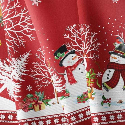 Oval Christmas Tablecloth 60 x 102In Red Snowman Santa Tree Waterproof Holiday Decor