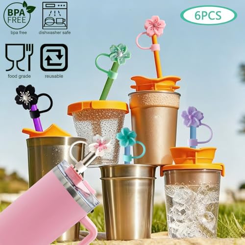 BTYHAOS Reusable Silicone Straw Covers for Stanley Tumblers
