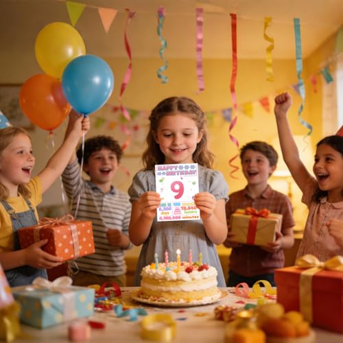 9th Birthday Card for Girl with Glitter Envelope - Premium Quality