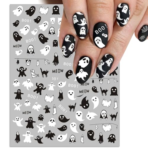 IDDFEVE Halloween Nail Art Stickers 3D Self-Adhesive Ghost Pumpkin Decals 6 Sheets