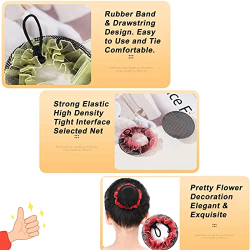 7pcs Large Hair Bun Covers with Drawstring Floral Elastic Snoods