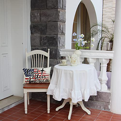4th of July God Bless America Flag Throw Pillow Cover - 12x20