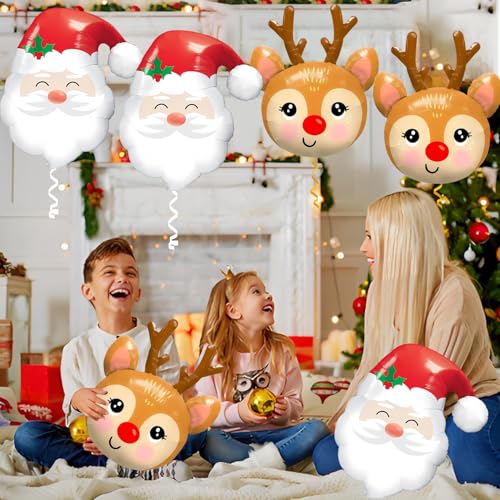 Christmas Santa Claus Reindeer Foil Balloons Set for Holiday Party Decorations