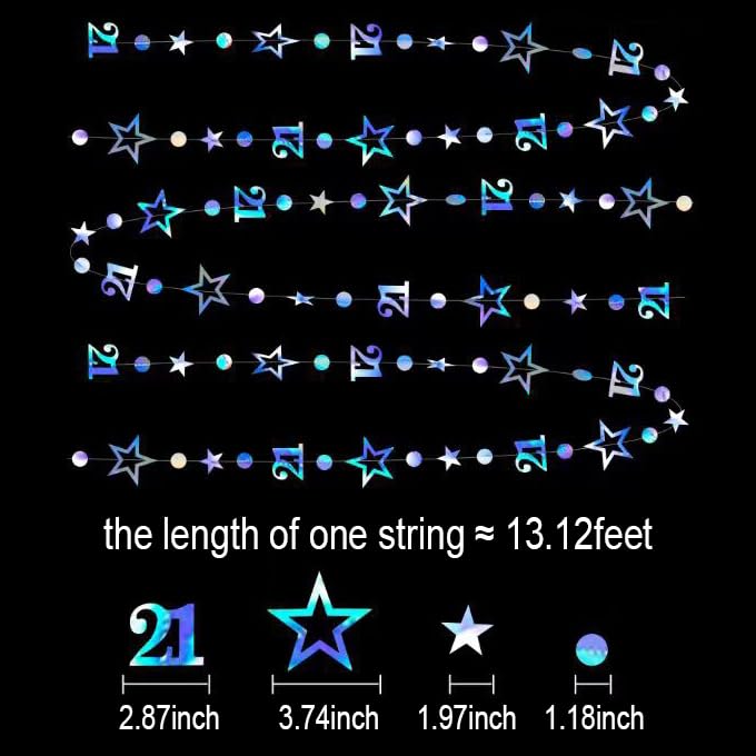 Black 21st Birthday Decorations - 30ft Happy Birthday Garland Set