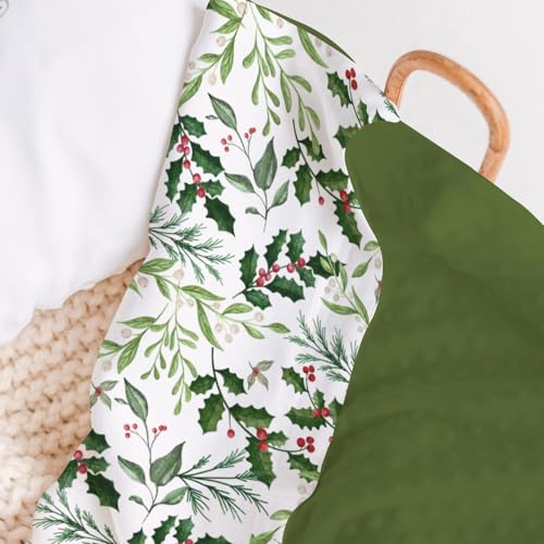Baby Swaddle Blanket Christmas Holly Berry Foliage Leaf 30x40in - Gender Neutral Mink & Plush
