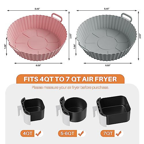 ME.FAN Reusable Silicone Air Fryer Liners for 4-7 QT - 2 Pack