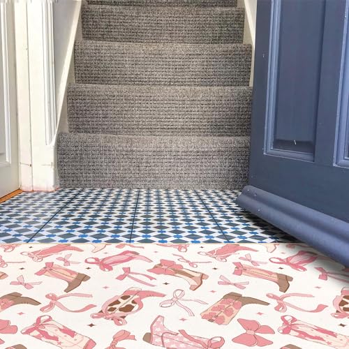 Preppy Pink Western Cowgirl Boots Door Mat - 29.5 x 15.7 Inch Indoor Rug