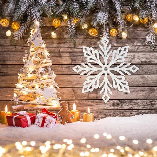 Large White Snowflake Ornaments Set - 12 Inch Plastic Holiday Decorations, Glittered Snowflakes for Christmas Tree & Indoor Outdoor Decor - 24 Pieces