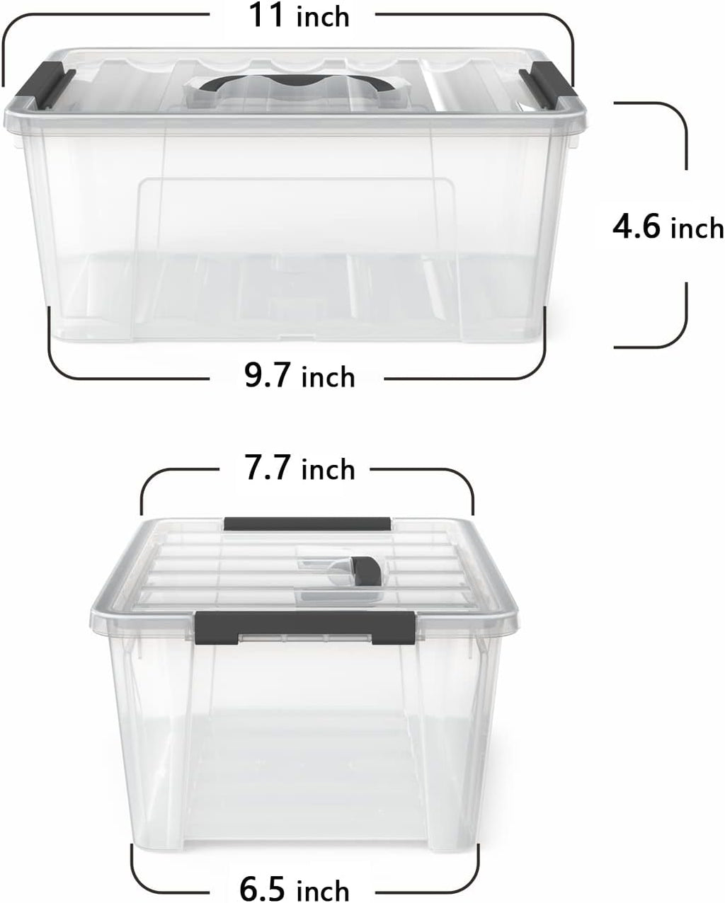 WYT 12-Pack Clear Plastic Storage Bins - 5-Quart Containers with Lids & Latch Buckles | Organize with Ease