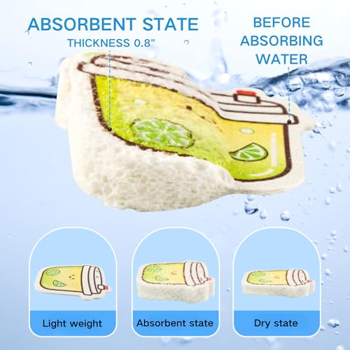 QNZLIGHT 8-Pack Non-Scratch Kitchen Sponges with Hanging Rope - Safe for Non-Stick Pans & Glassware
