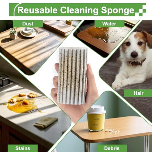 Jeymei Damp Dusting Sponge - Reusable Grey Cleaning Sponges, 4-Pack