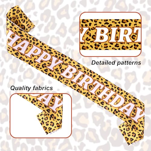 Leopard Print Happy Birthday Sash for Jungle Safari Parties