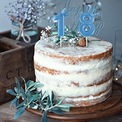 BOXOB 3 Inch Blue Number 1 Birthday Candle with Crown Cake Topper