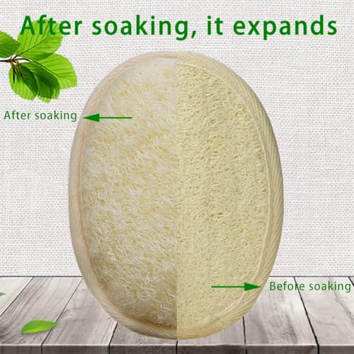 Natural Loofah Body Scrubber 2-Pack Exfoliating Bath Sponge with Terry Cloth