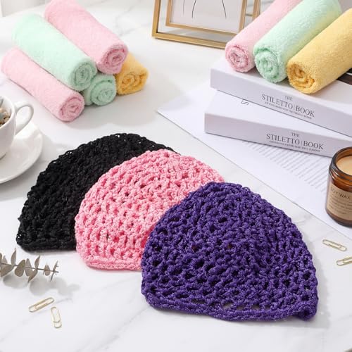 3 Pcs Crochet Hair Nets for Sleeping Breathable Knit Sleep Bonnets