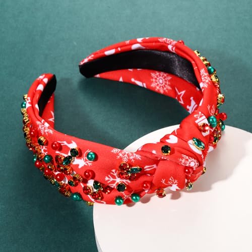 Christmas Crystal Knotted Headband Red Snowflake Hair Accessory