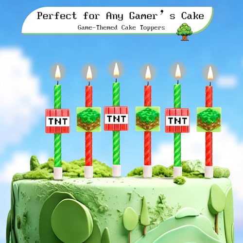 Pixel Miner Birthday Candles - Blocky Cake Toppers for Gaming Parties