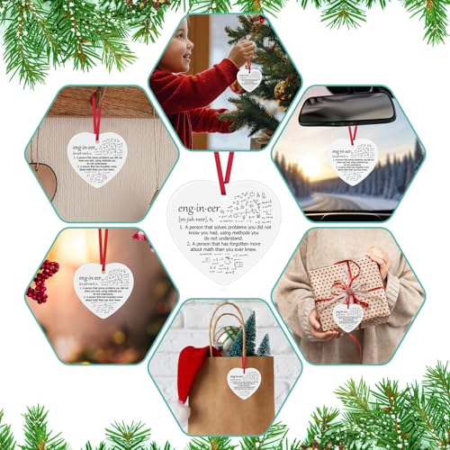 Funny Engineer Christmas Ornament - Ceramic Heart Gift for Engineers