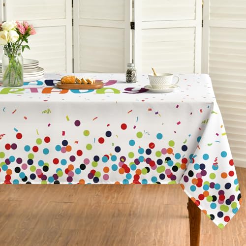 Horaldaily Birthday Tablecloth - White 60x104 Inch Rectangular Celebration Decor