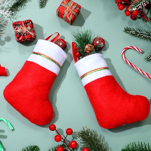 Mini Christmas Stockings Bulk - Red, 100 Pieces, 6 Inch Holiday Decor